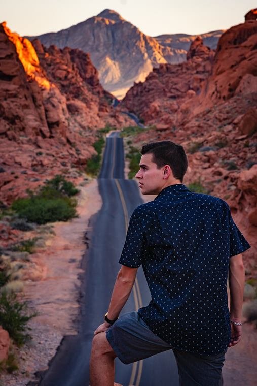 Portrait on a desert road in Valley of Fire
